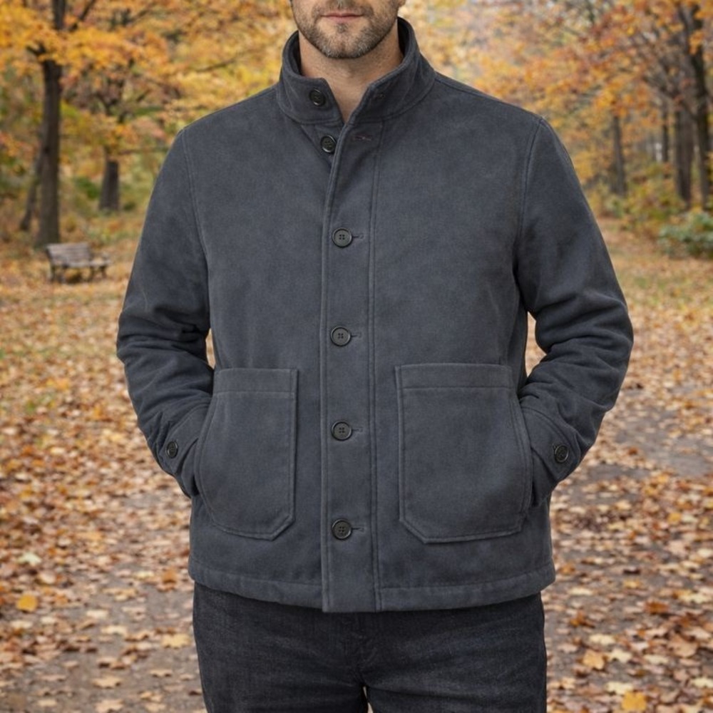 Banana Republic Men S Italian Moleskin Short Coat Steel‎ Shadow Insulated